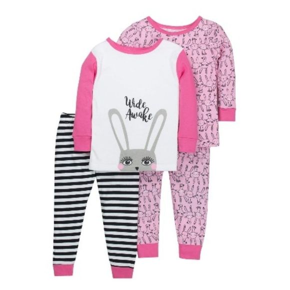 NWT 100% Organic Cotton Bunny 4pc Pajamas Set - Picture 1 of 4